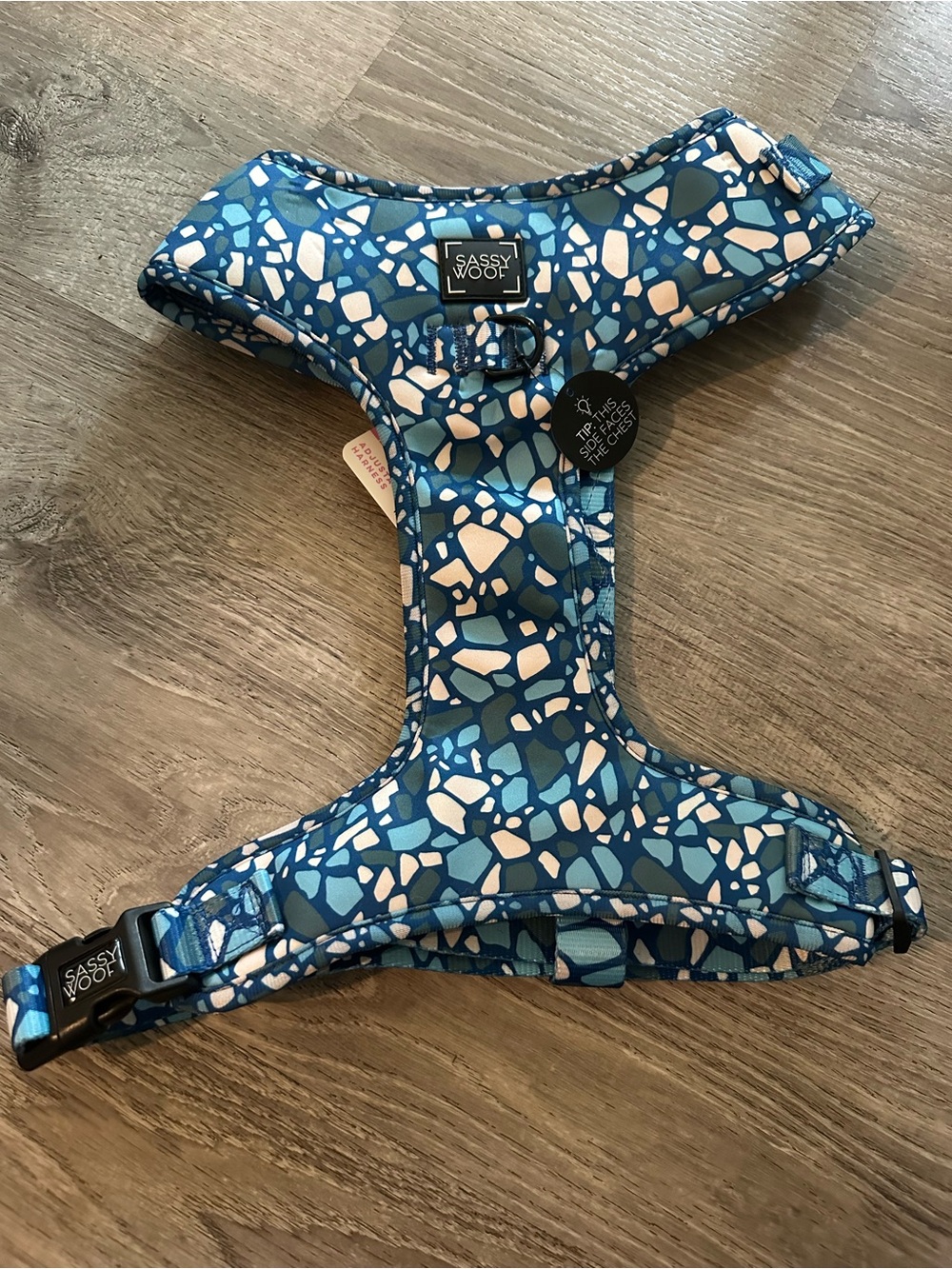 Sassy Woof Blue Mosaic Dog Harness - Comfortable No-Pull Vest XXL